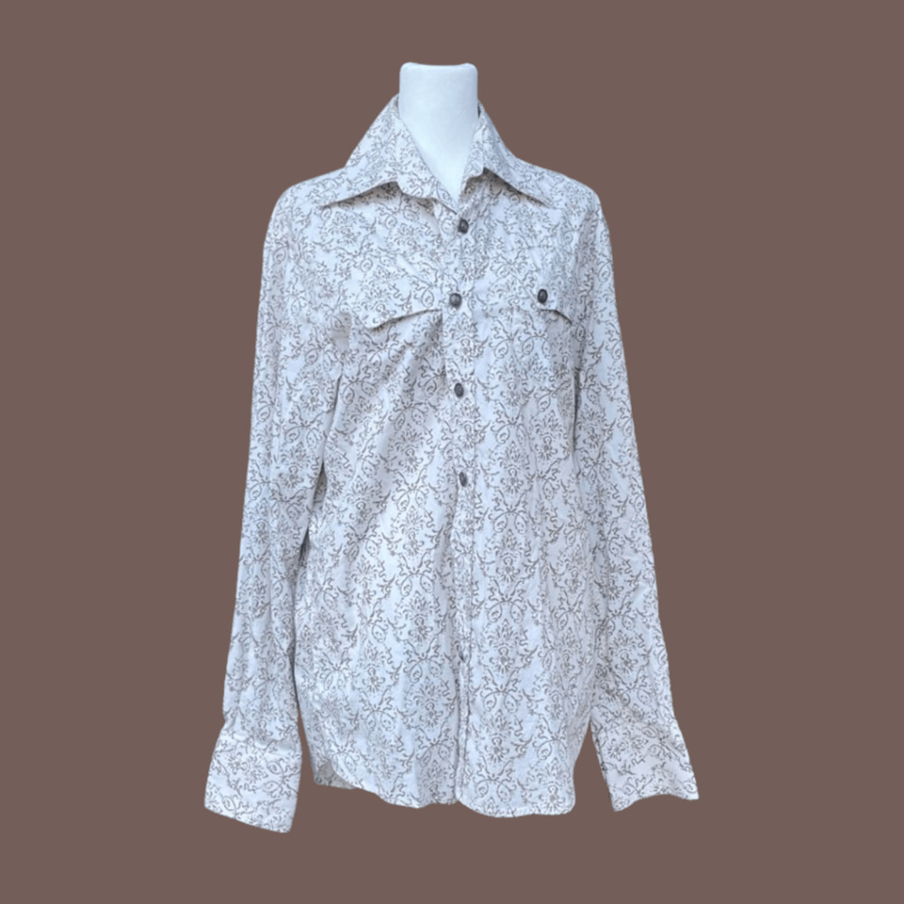 Adiktd Skull Print Shirt | White/Brown | Size M | Vintage Y2K - Picture 2 of 5